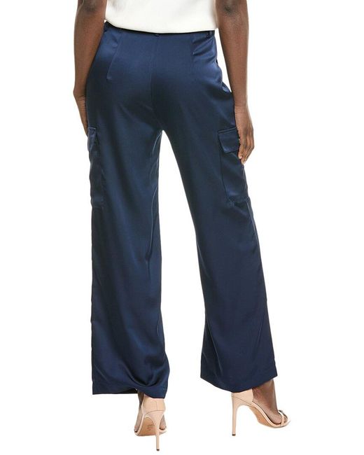 Gracia Blue Satin Wide Leg Pant