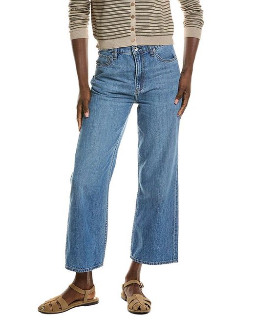 Rag & Bone Blue Lori High-rise Woburn Wide Leg Crop Jean