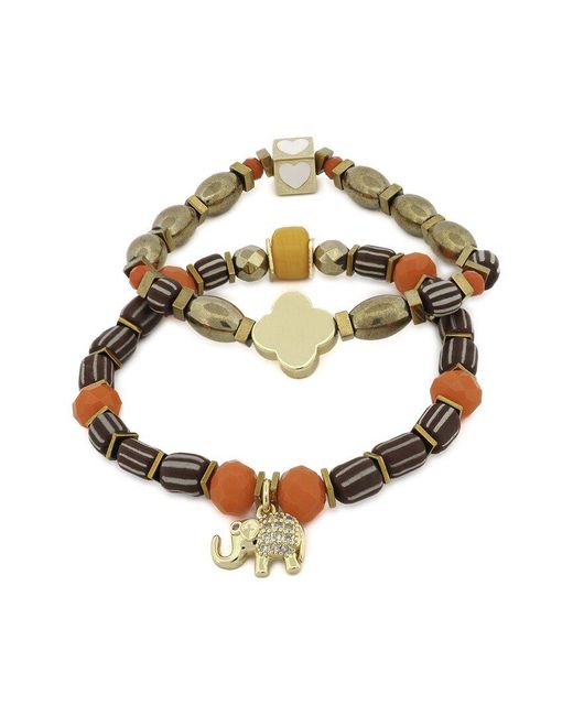 Ebru Jewelry Metallic One Of A Kind Plated Hematite Beaded Bracelet