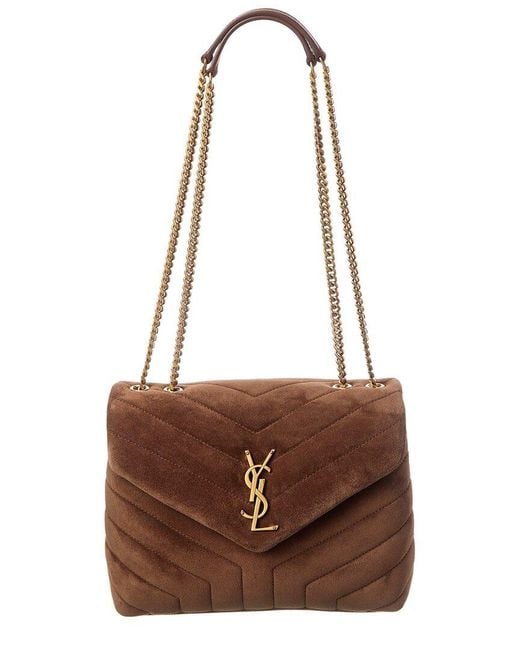 Saint Laurent Brown Loulou Small Matelasse Y Suede Shoulder Bag