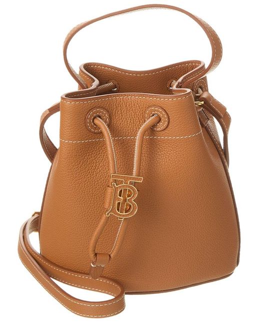 Burberry Brown Tb Mini Leather Bucket Bag