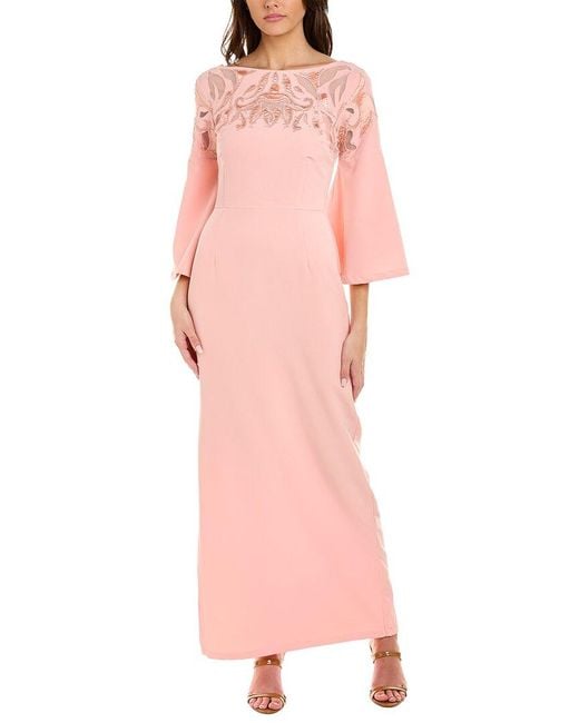 JS Collections Pink Ezra Cutout Column Gown