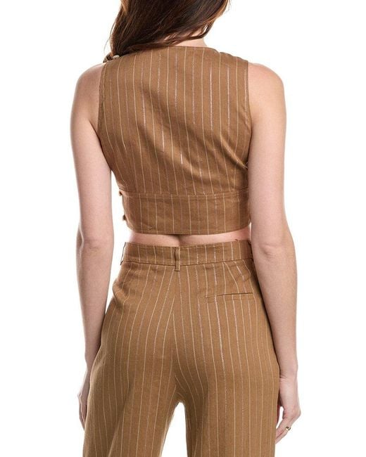 Marella Brown Cristin Linen-Blend Top