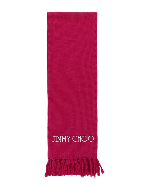 Jimmy Choo Pink Wool Scarf