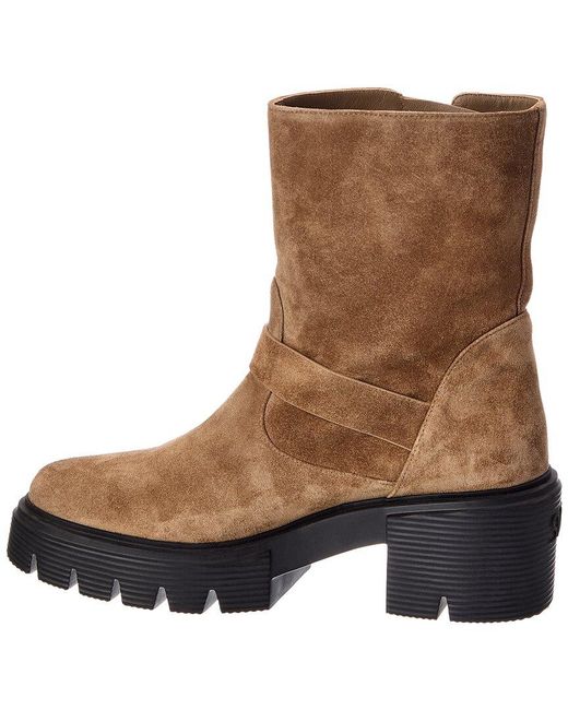 Stuart Weitzman Brown Soho Moto Suede Bootie