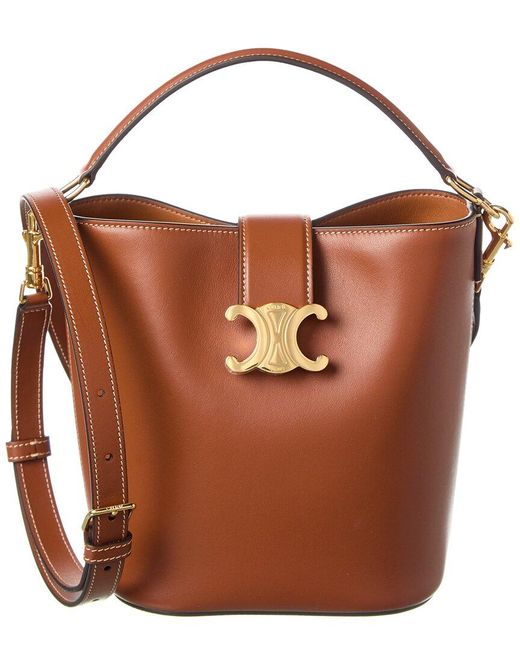 Céline Brown Louise Small Leather Bucket Bag