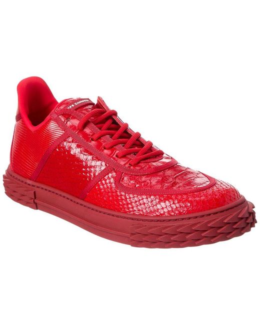 Giuseppe Zanotti Red Blabber Embossed Leather Sneaker for men