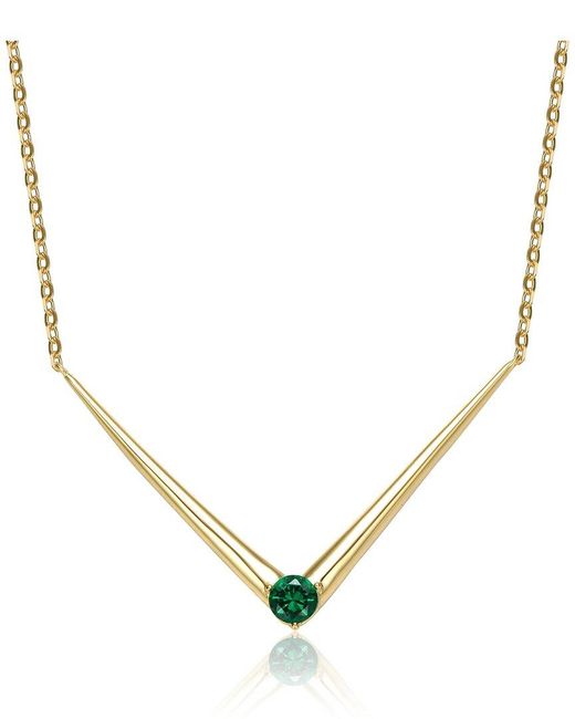 Genevive Jewelry Metallic 14k Over Silver Cz Necklace