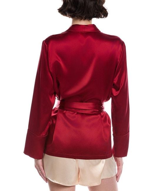 Petite Plume Red Mulberry Silk Short Robe
