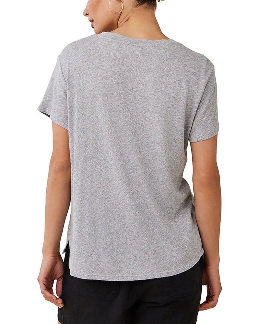Bella Dahl Gray Side Slit V-Neck T-Shirt