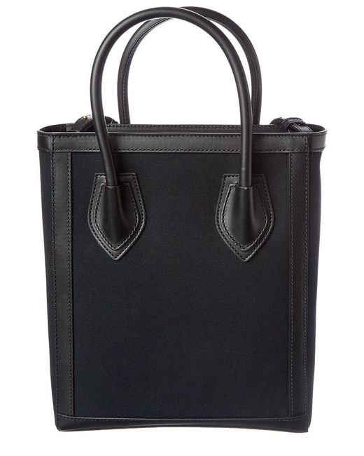 Balmain Black Logo Canvas & Leather Tote