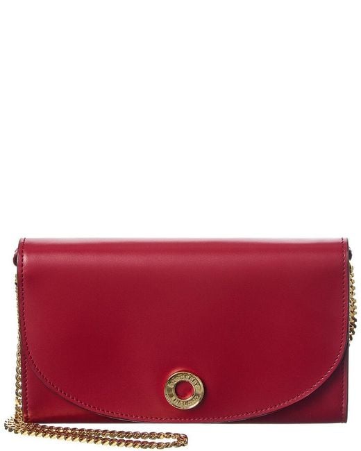 Burberry Red Leather Wallet On Chain