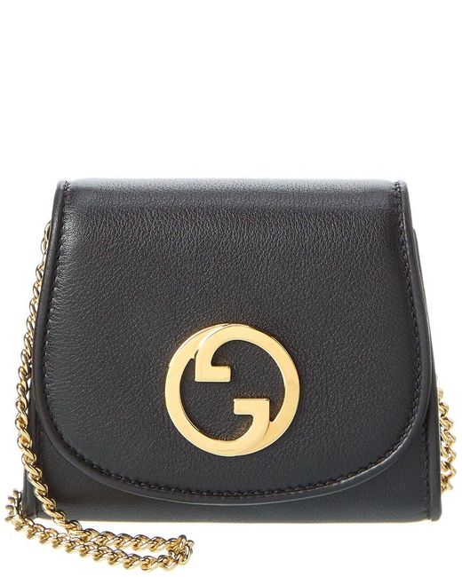 Gucci Gray Blondie Medium Leather Wallet On Chain