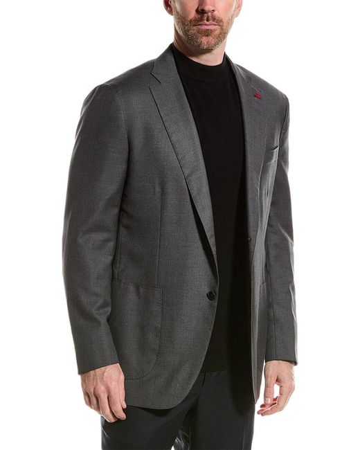 Isaia Gray Wool Suit Jacket for men