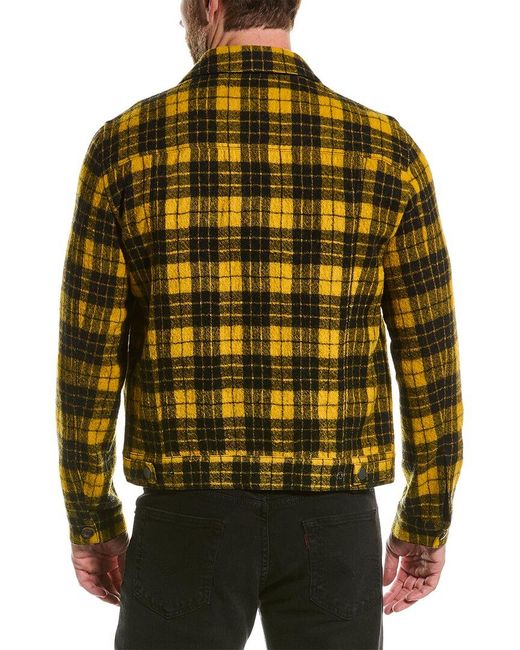 John Varvatos Yellow Button-down Wool-blend Shirt Jacket for men