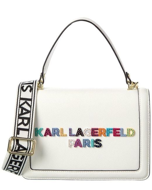Karl Lagerfeld Metallic Simone Front Flap Leather Crossbody