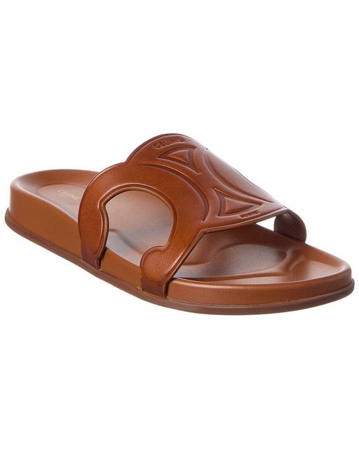Céline Brown Logo Leather Sandal