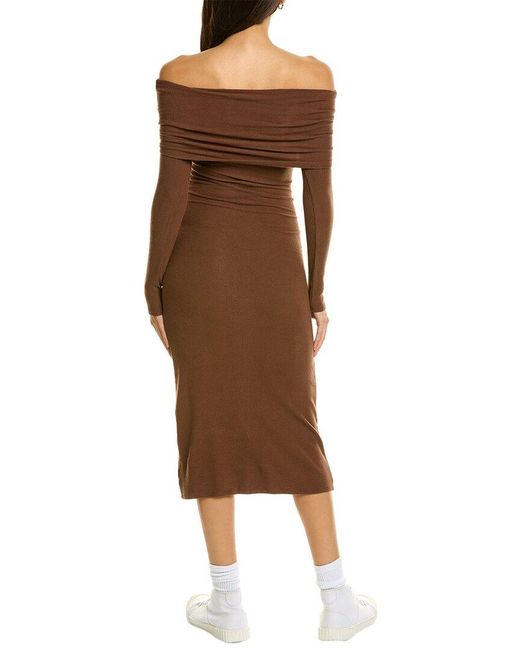 Moonsea Brown Off-the-shoulder Midi Dress