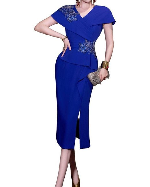 BURRYCO Blue Short Sleeve Midi Dress