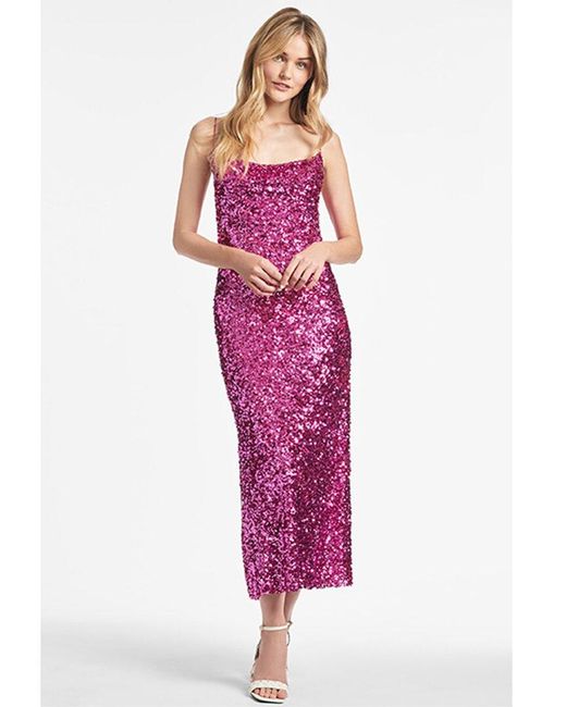 Sachin & Babi Pink Sequin Sanza Midi Dress