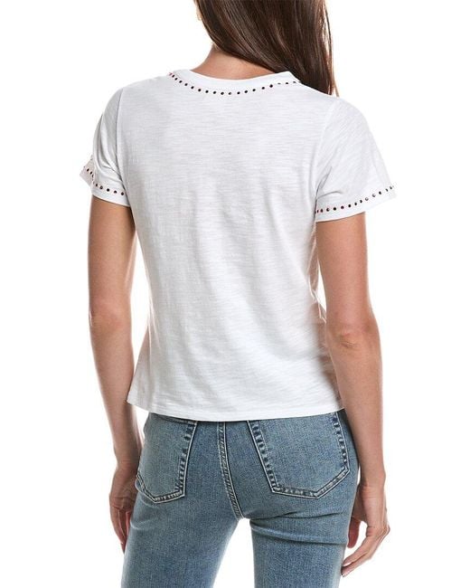 Cinq À Sept White Heart Pocket Shrunken T-Shirt