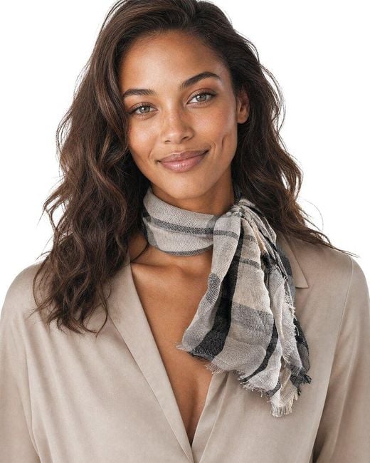 Blue Pacific Brown Scottish Plaid Cashmere-Blend Neckerchief