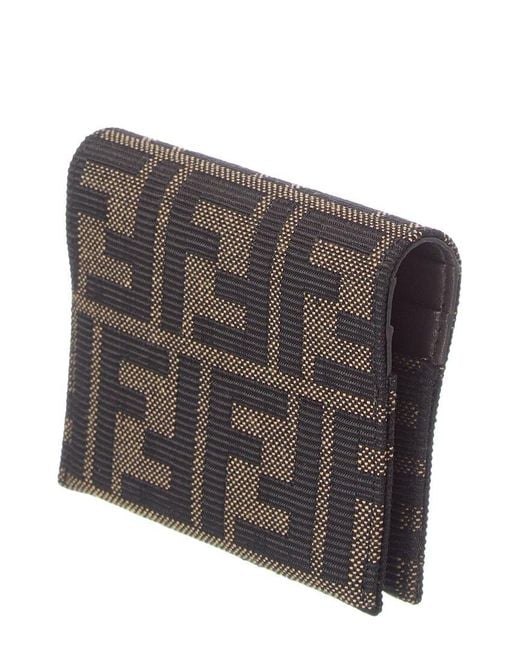 Fendi Gray Ff Jacquard Canvas Card Case