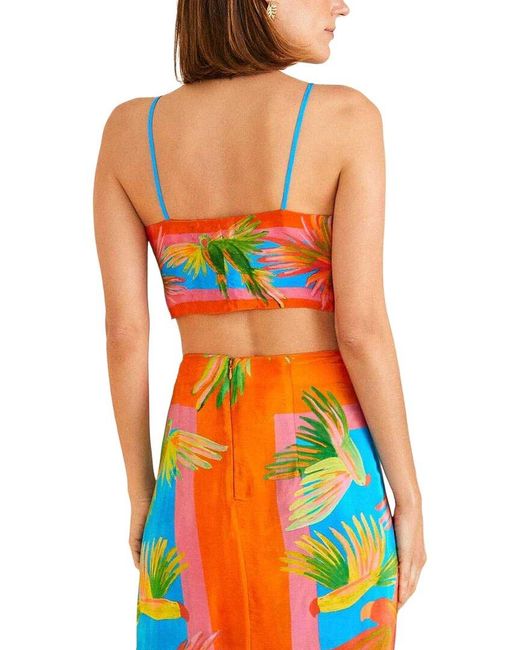 Farm Rio Orange Scarf Top