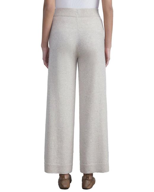Lafayette 148 New York Gray Pull On Wool & Cashmere-blend Wide Leg Pant