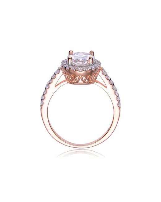 Genevive Jewelry White 14k Rose Gold Vermeil Ring