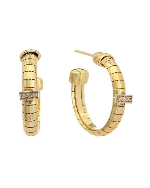 Meshmerise Metallic 18k Over Silver 0.06 Ct. Tw. Diamond Earrings