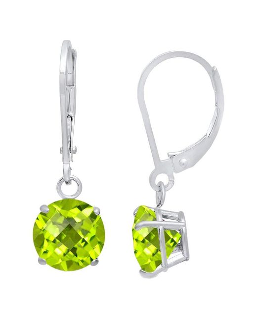 MaxColor White 10k 1.70 Ct. Tw. Peridot Dangle Earrings