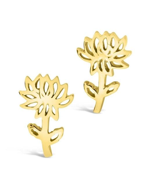 Sterling Forever Metallic 14k Over Silver Birth Flower November Chrysanthemum Studs