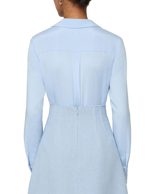 Lafayette 148 New York Blue Scottie Silk-Blend Blouse