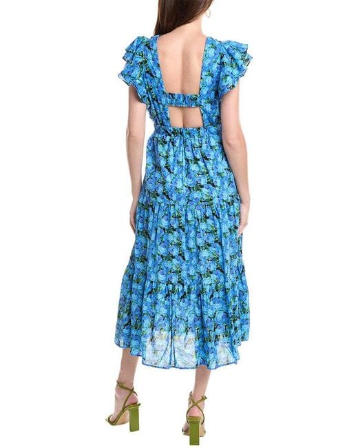 English Factory Blue Tiered Midi Dress