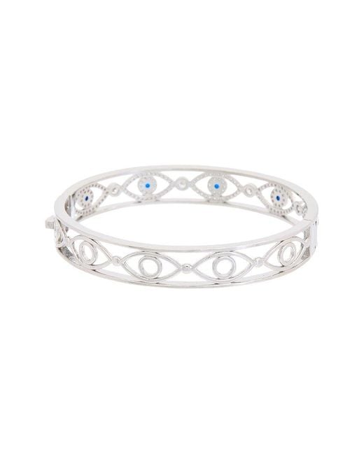 Juvell White 18K Plated Cz Evil Eye Bangle Bracelet