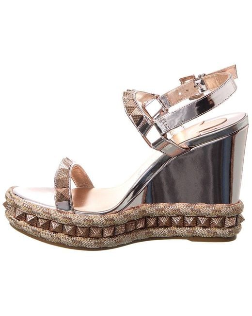 Christian Louboutin Metallic Pyraclou 110 Leather Wedge Sandal