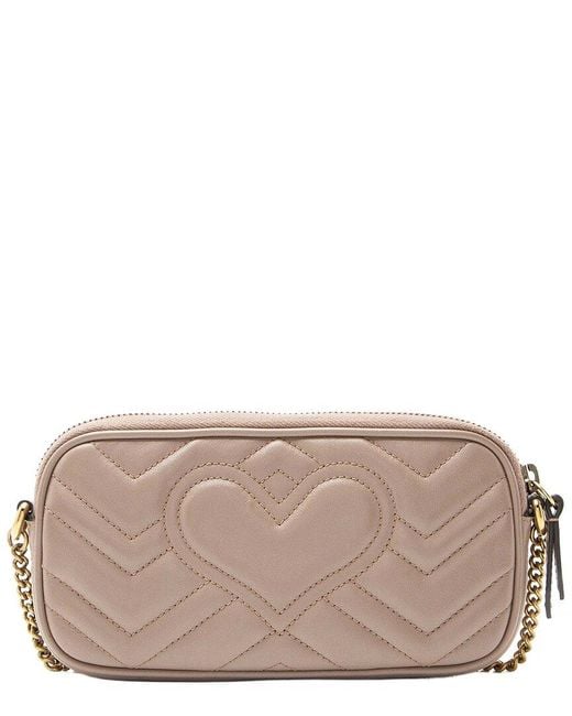 Gucci Gray Beige Matelasse Leather GG Marmont Small Crossbody (authentic Pre-loved)