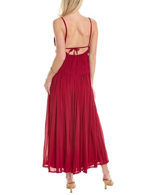Rebecca Taylor Red Ruched Maxi Dress