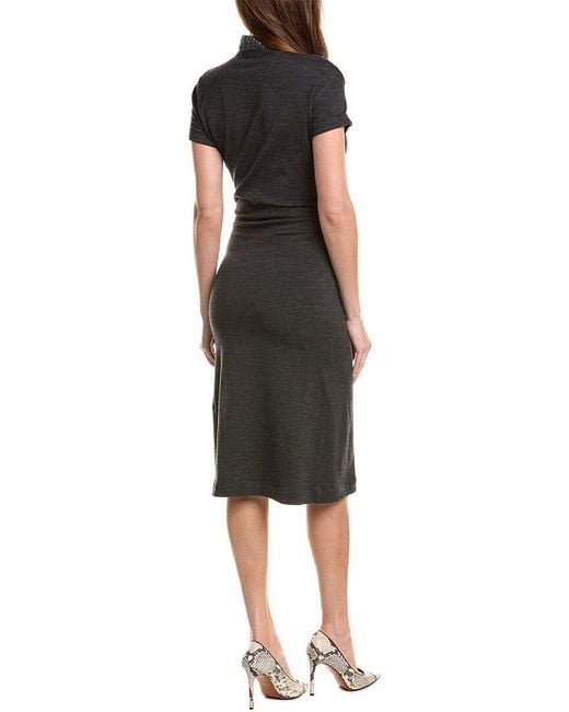 Brunello Cucinelli Black Wool & Silk-blend Midi Dress