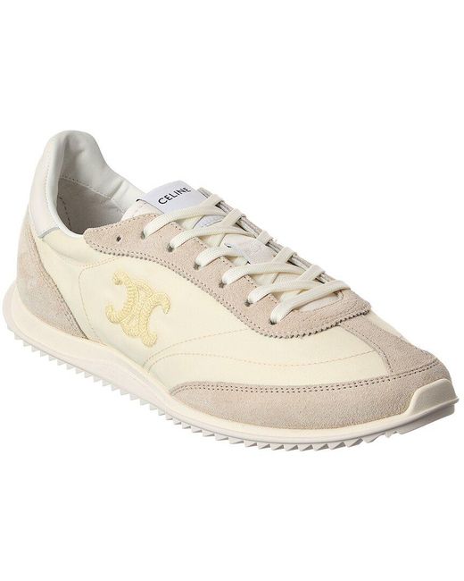 Céline Natural Triomphe Nylon & Suede Sneaker