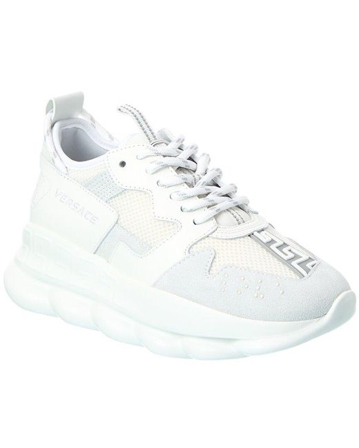 Versace White Leather & Mesh Sneaker