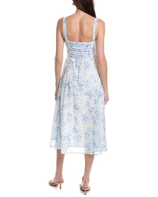Moonsea Blue Lace-up Midi Dress