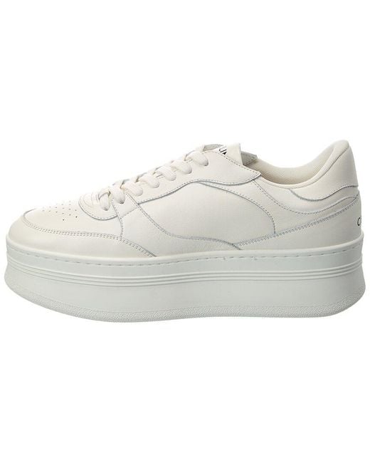 Céline White Triomphe Leather Wedge Sneaker