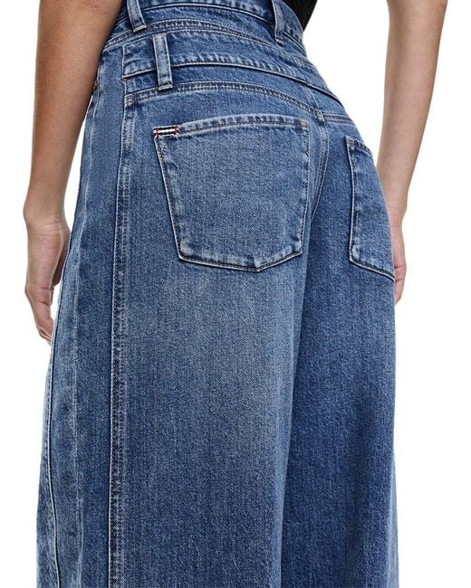 Alice + Olivia Blue High-Rise Double Waistband Cool Jean