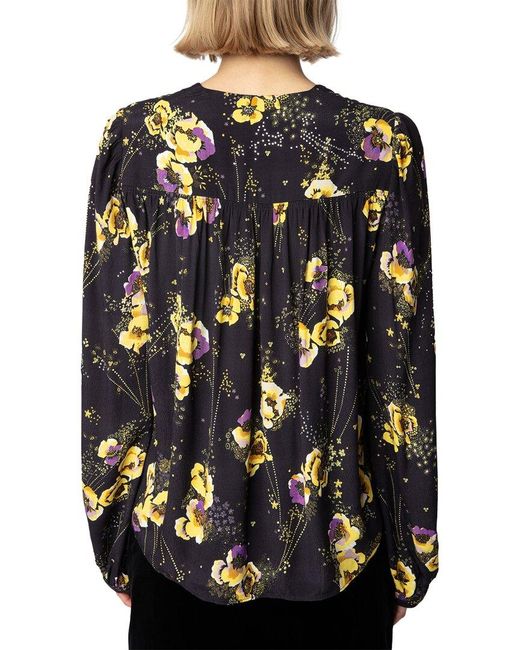 Zadig & Voltaire Black Turin Crepe Yoko Strass Shirt