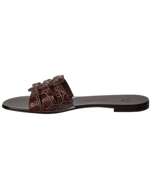 Giuseppe Zanotti Brown Anuvorock Croc-Embossed Leather Sandal