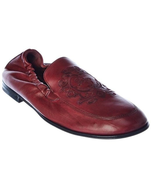 Dolce & Gabbana Red Leather Slipper for men