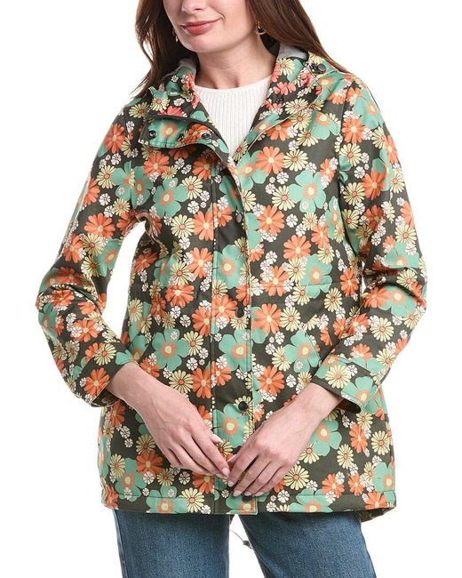 NVLT Green Hooded Floral Rain Jacket