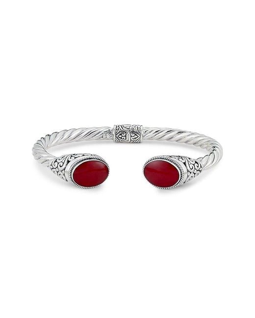Samuel B. White Silver Coral Hinge Bangle Bracelet